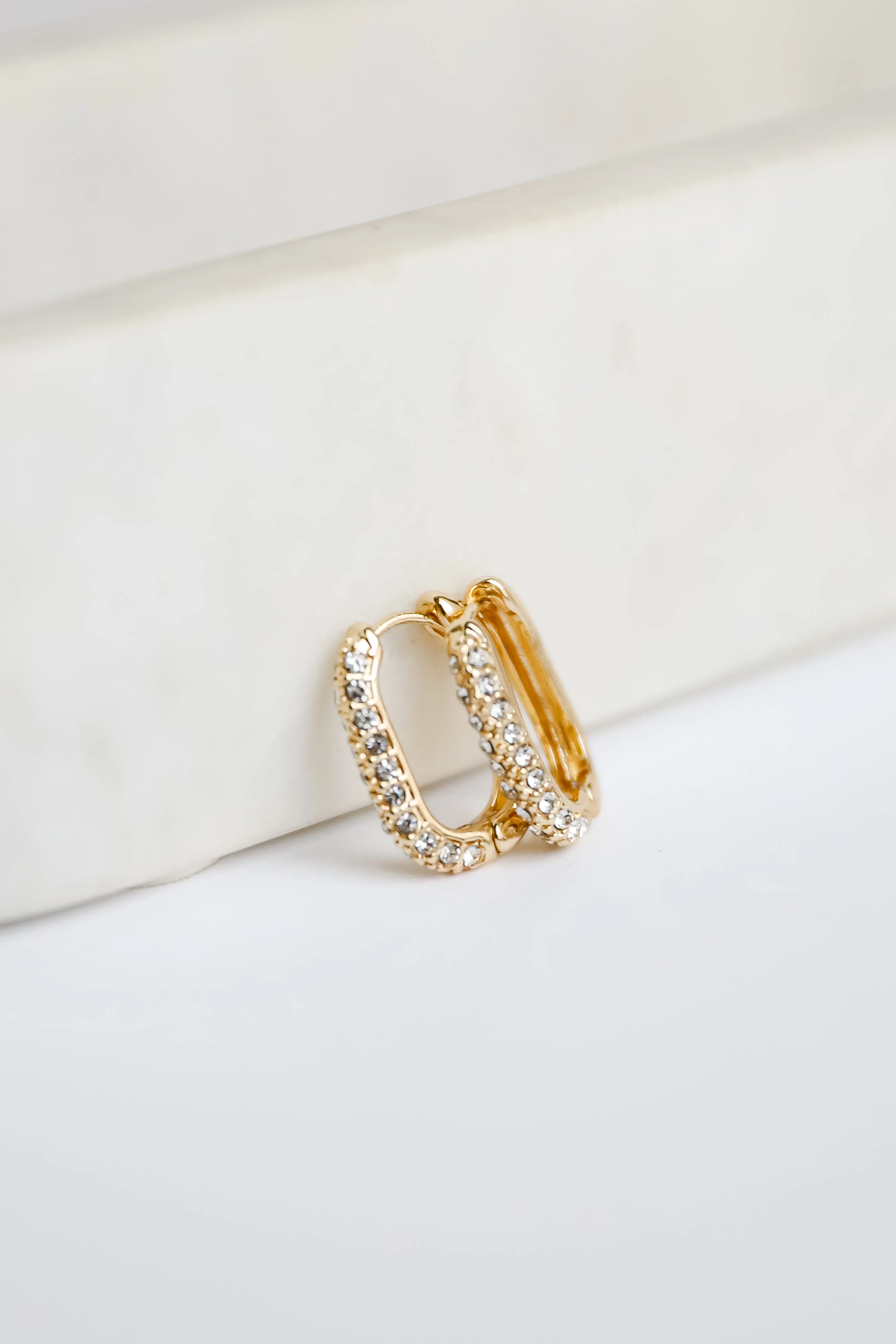 Cora Gold Rhinestone Oval Hoop Earrings