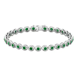 Created Emerald Tennis Bracelet in Bezel Setting