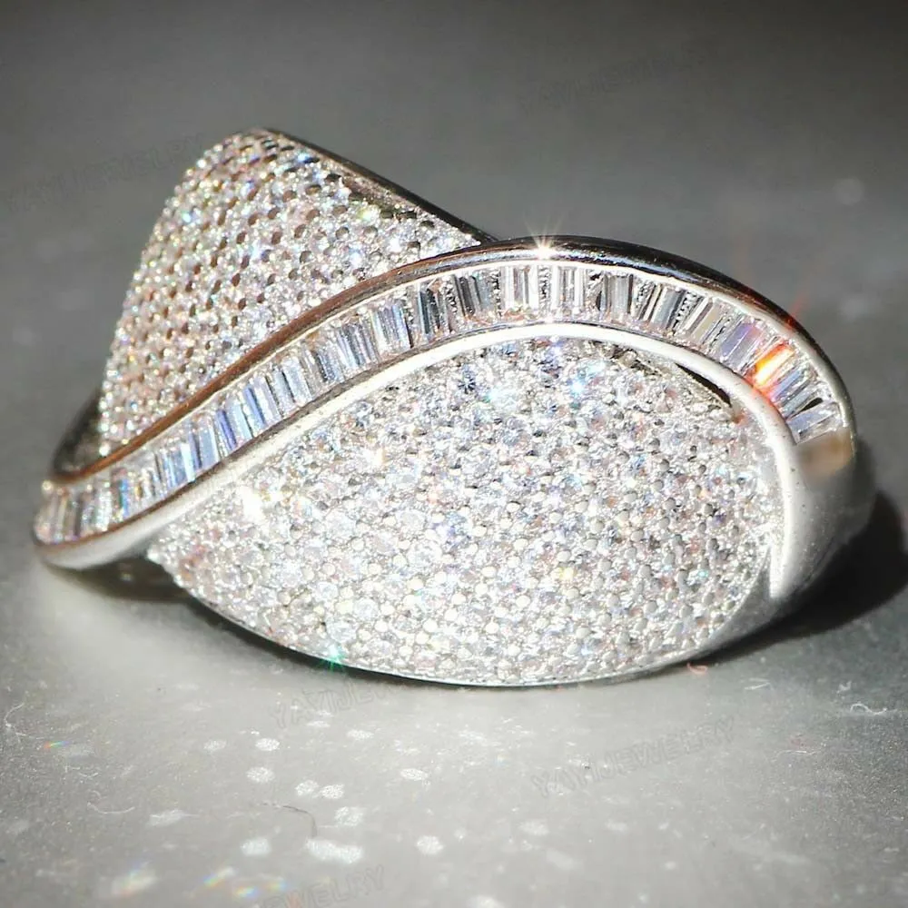 Created White Sapphire Pave Baguette Dome Cocktail Ring