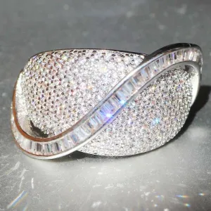 Created White Sapphire Pave Baguette Dome Cocktail Ring