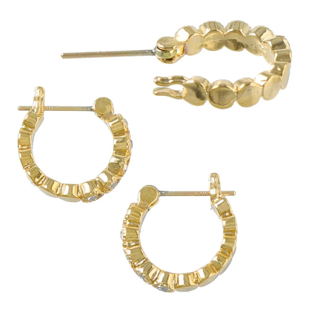 Diamante Hoop 18K Gold Post Earrings