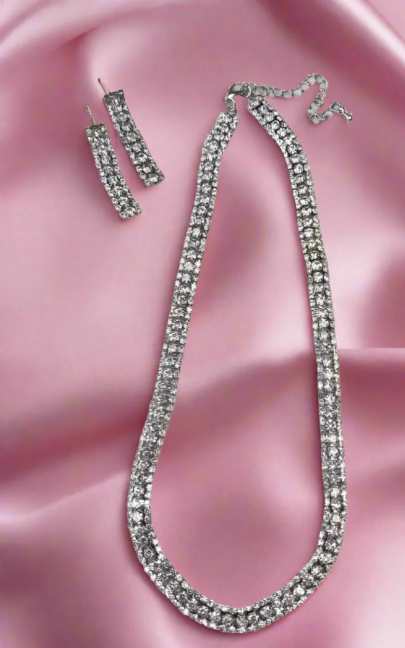 Diamante Necklace and Earrings Set