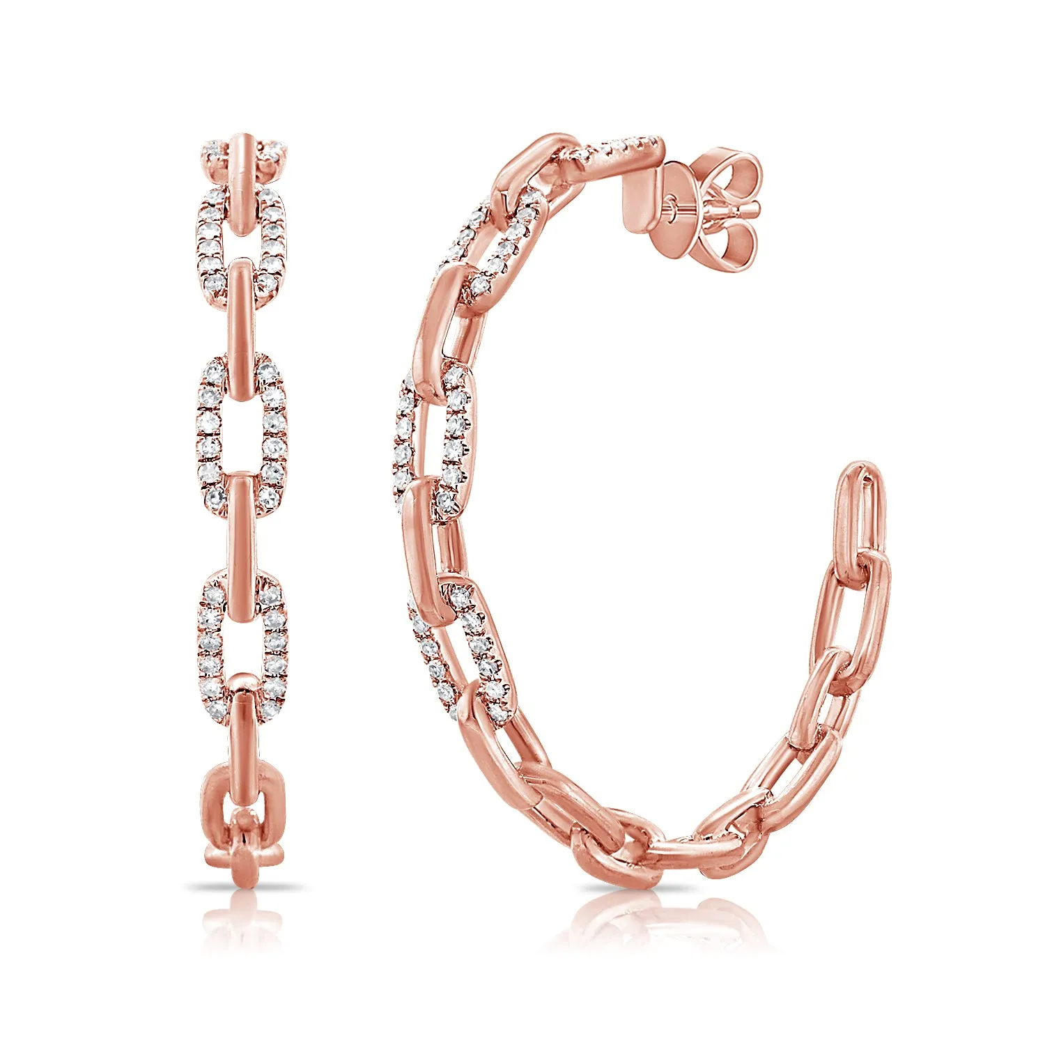 Diamond Chain Open Hoop Earrings