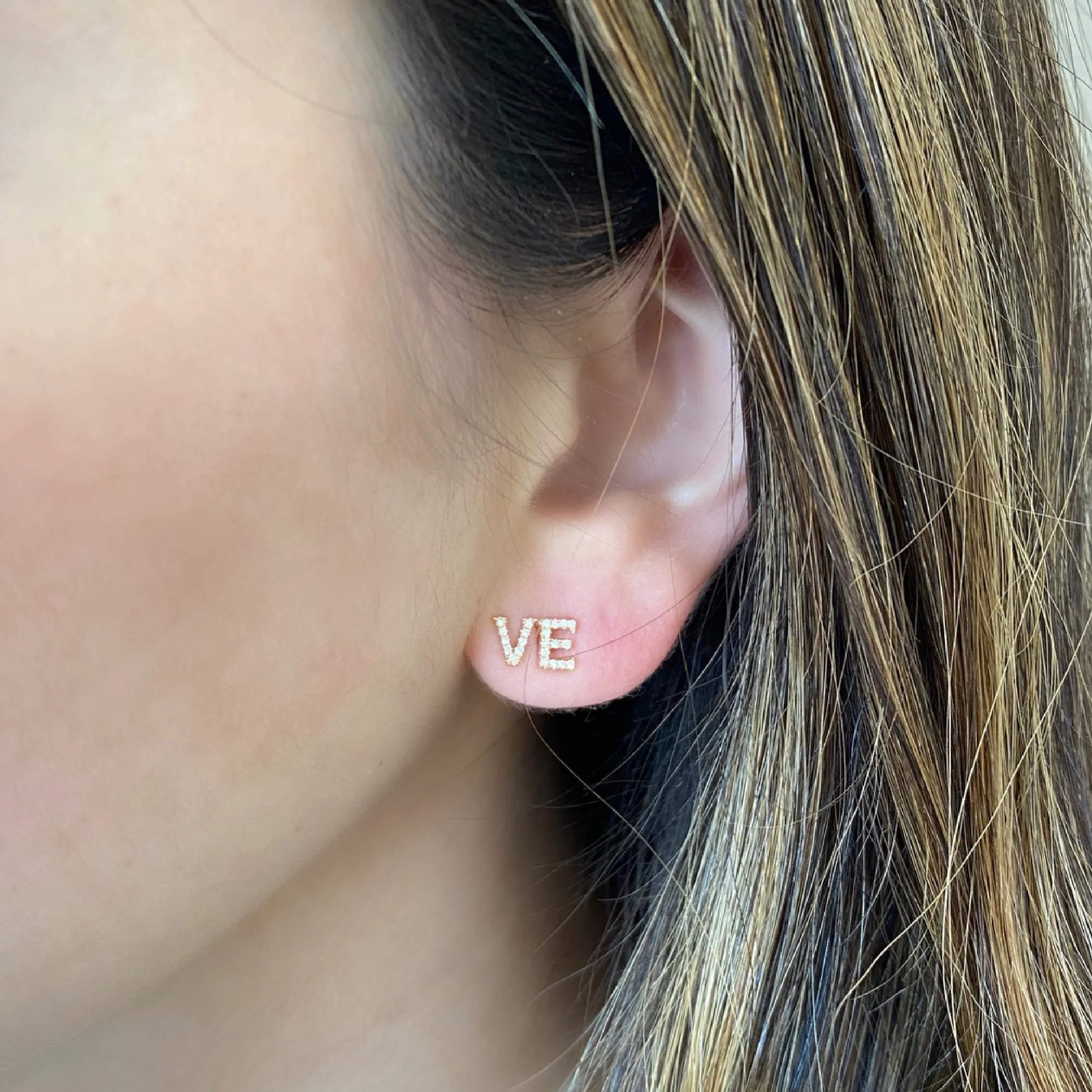 Diamond “LOVE” Stud Earrings