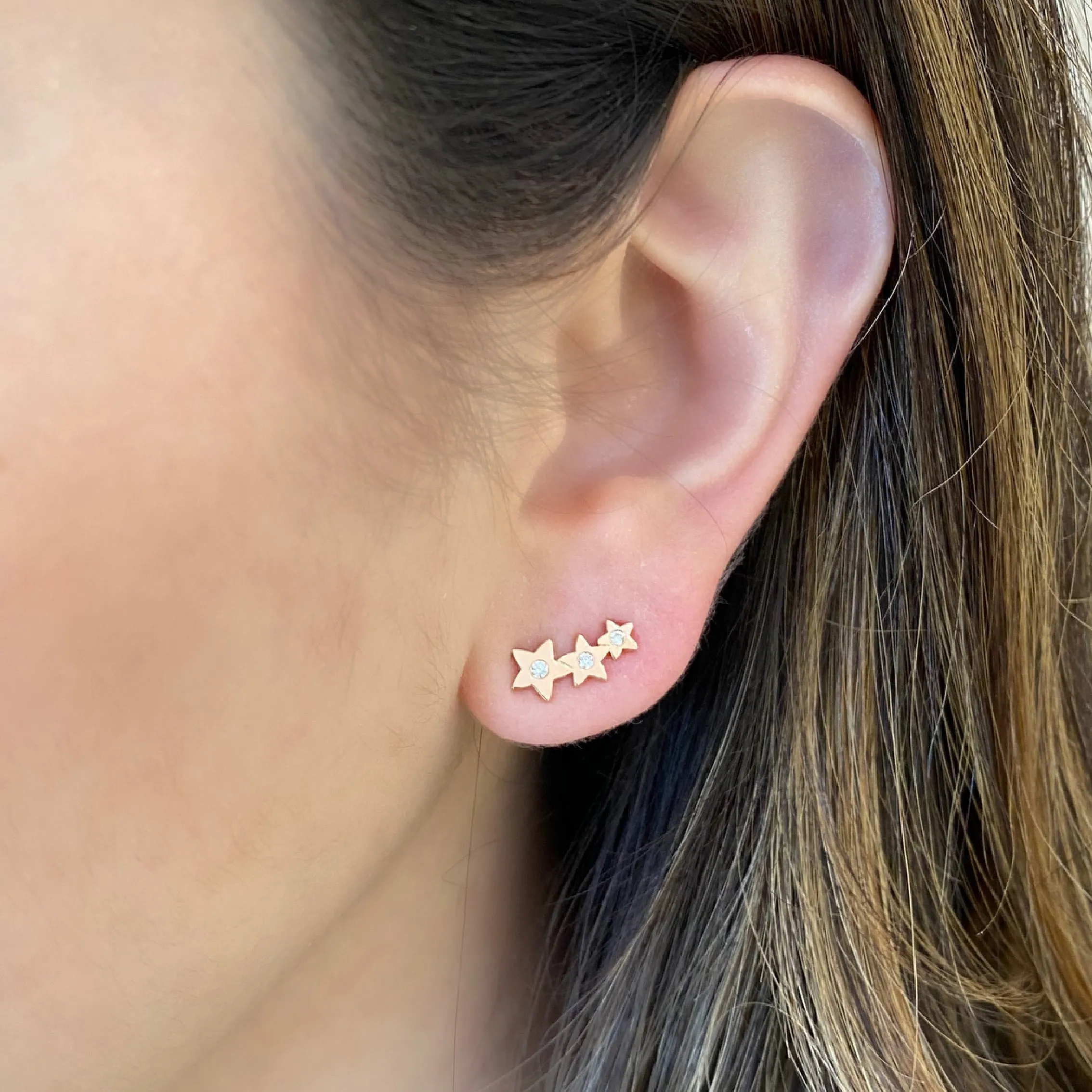 Diamond Moon & Star Crawler Earrings