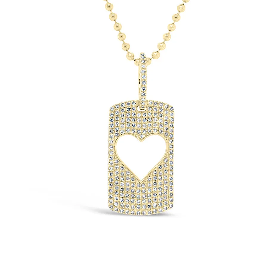 Diamond Open Heart Dog Tag Necklace