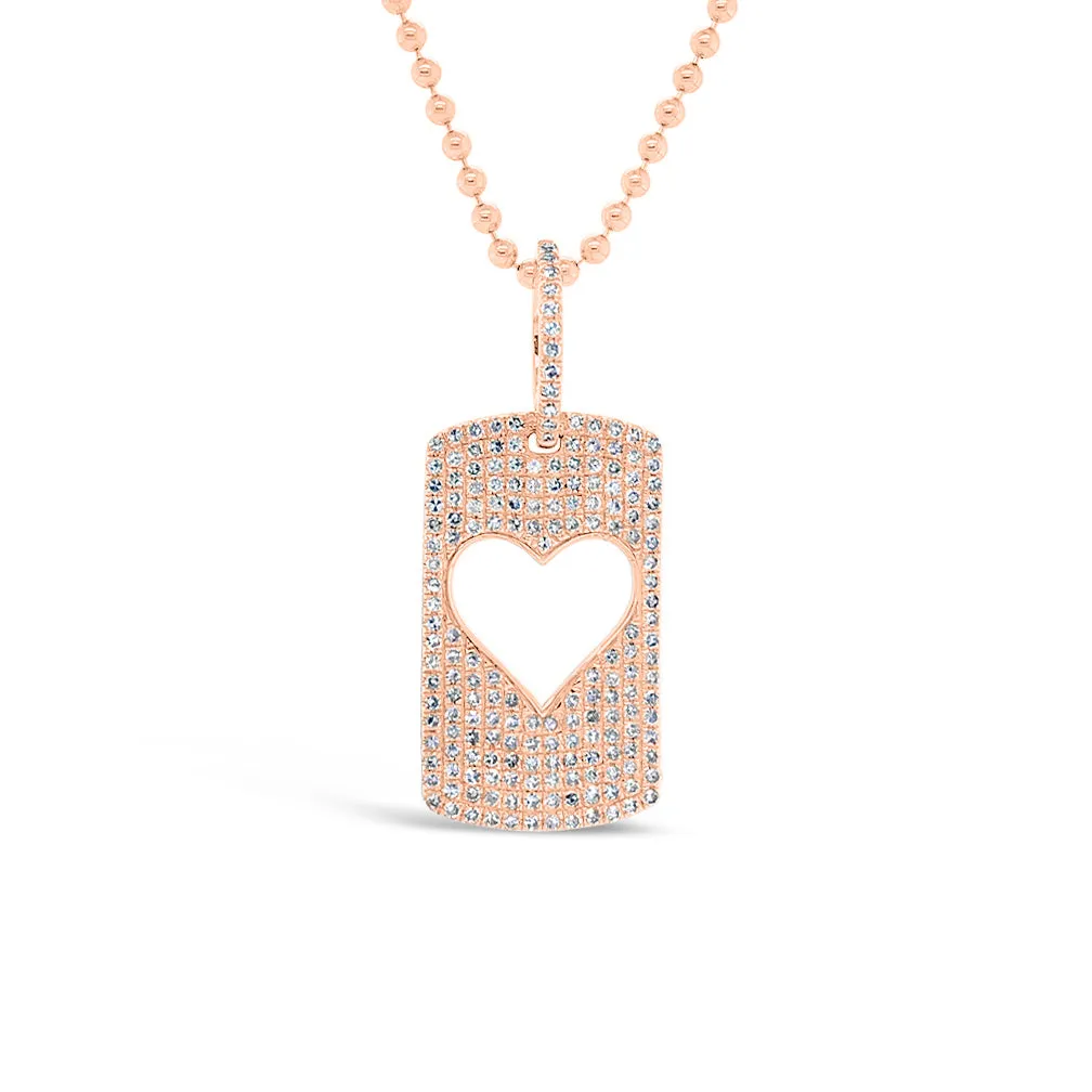 Diamond Open Heart Dog Tag Necklace