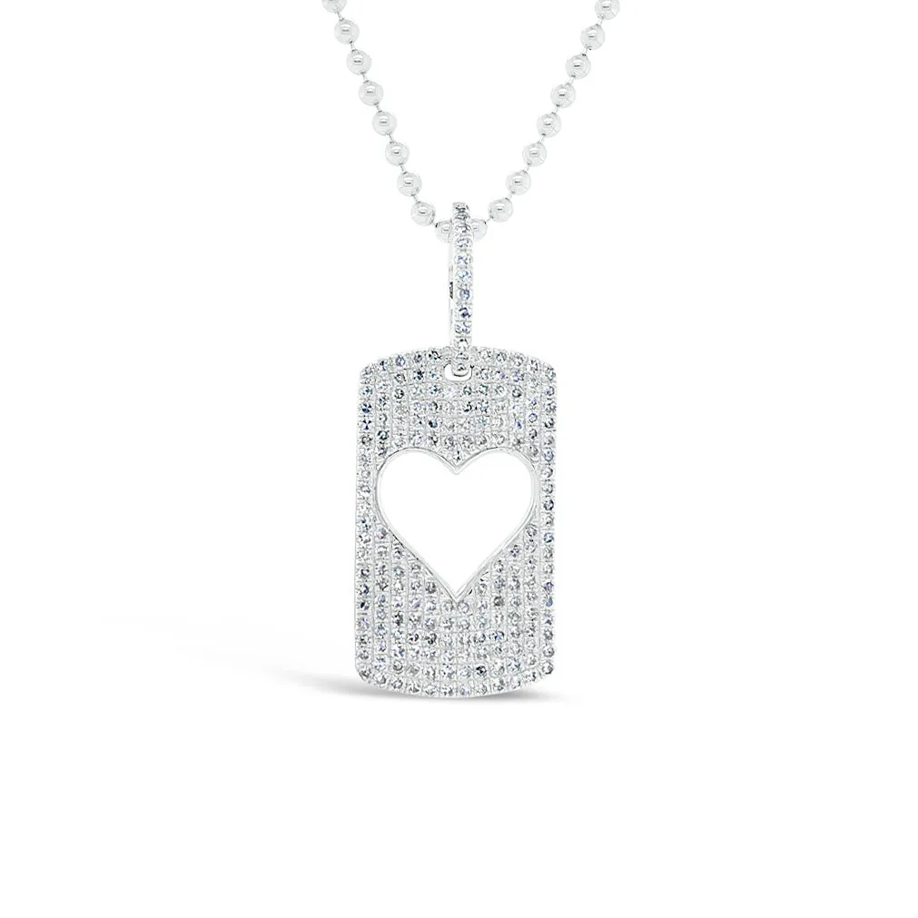 Diamond Open Heart Dog Tag Necklace