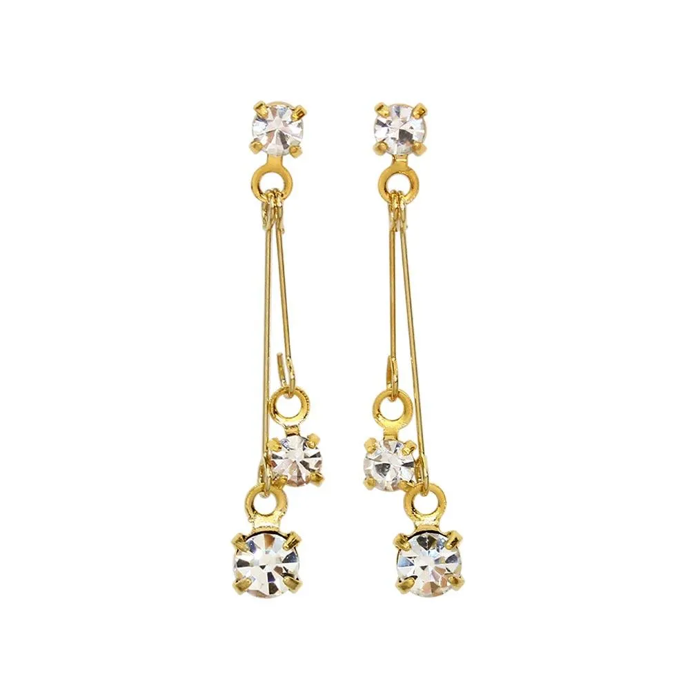 Double Stick Drop 18K Gold Post Earrings