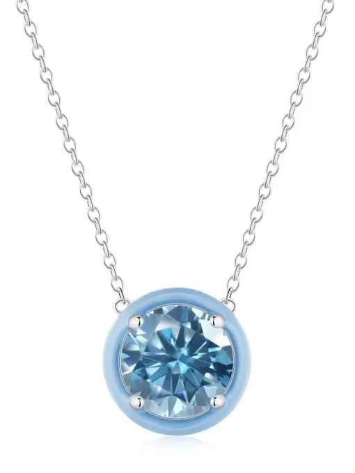 Enamel Statement Necklace, .925 Sterling Silver Cubic Zirconia Nickel Free Luxury Dainty Necklace