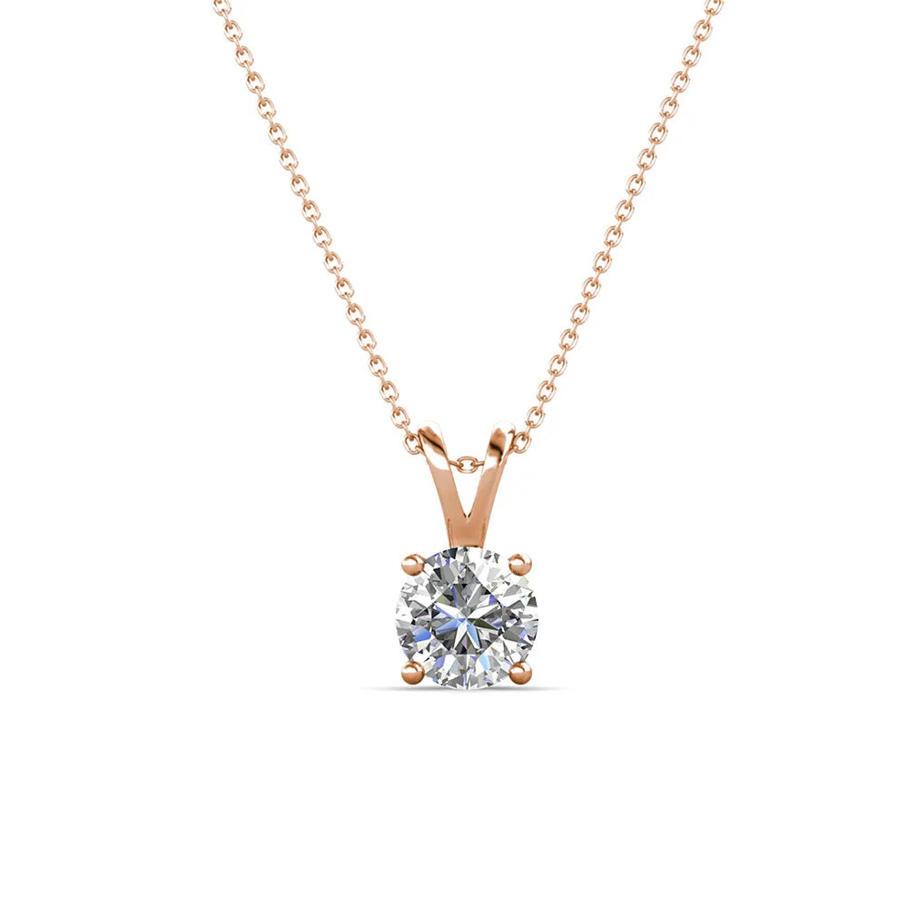 Faye 18k White Gold Plated Solitaire Necklace with Swarovski Crystal