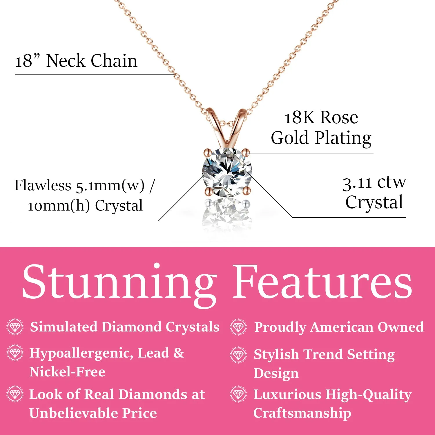 Faye 18k White Gold Plated Solitaire Necklace with Swarovski Crystal