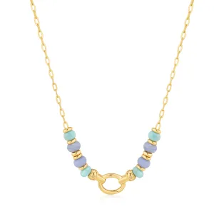 Gold Amazonite and Agate Charm Connector Necklace