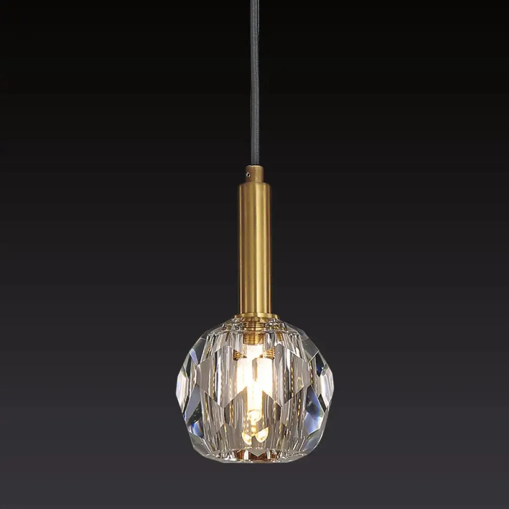 Gold Crystal Faceted Pendant Light Kit for Dining Room