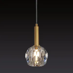 Gold Crystal Faceted Pendant Light Kit for Dining Room