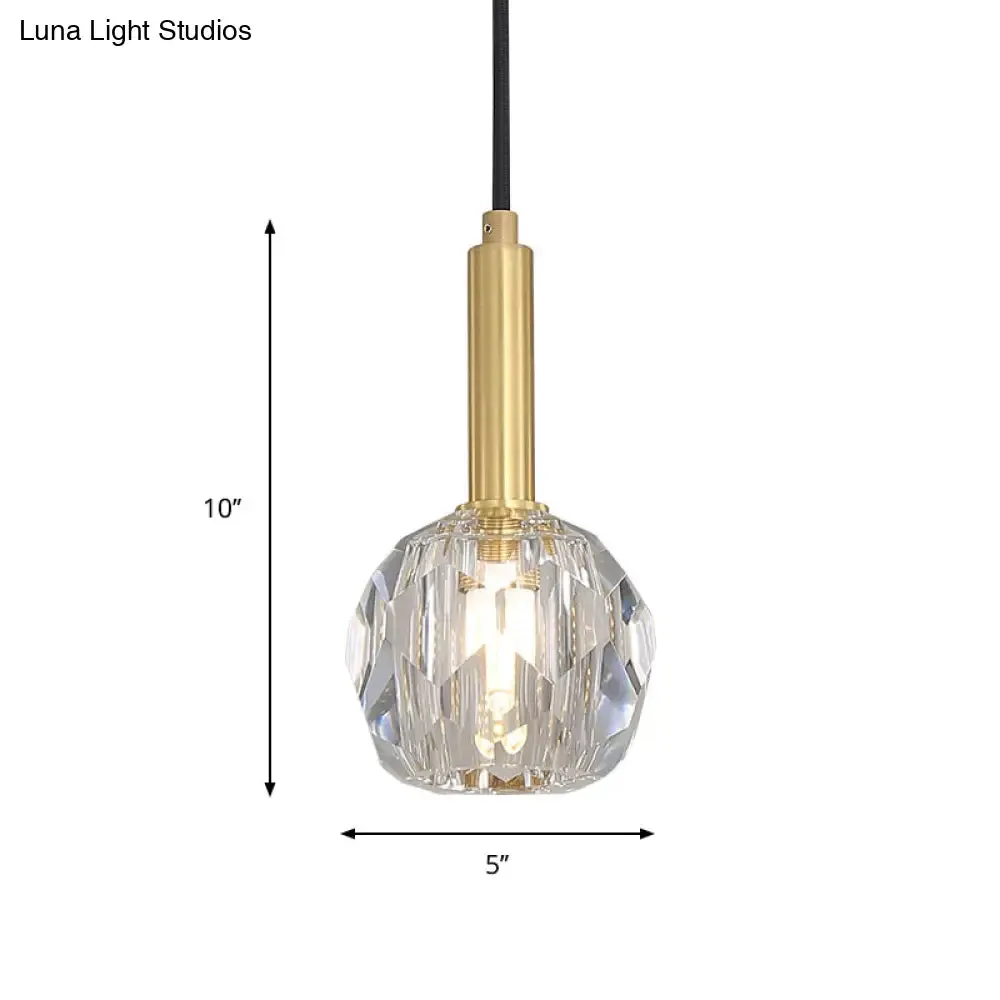 Gold Crystal Faceted Pendant Light Kit for Dining Room