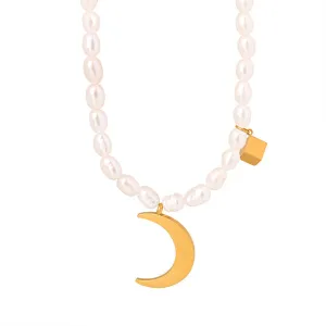 Gold Moon Pendant Necklace