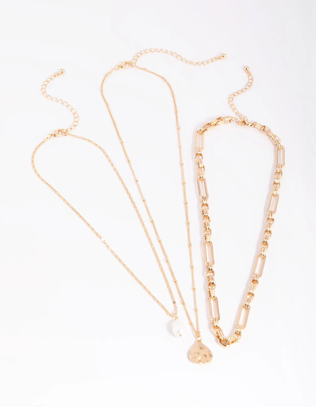 Gold Pearl & Coin Layered Necklace