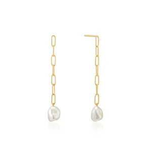 Gold Pearl Chunky Drop Earrings