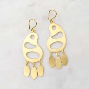 Gold Plated Brass Boomerang Dangle Earrings