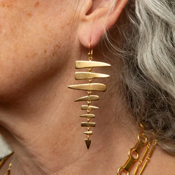 Gold Plated Large Fishbone Earrings