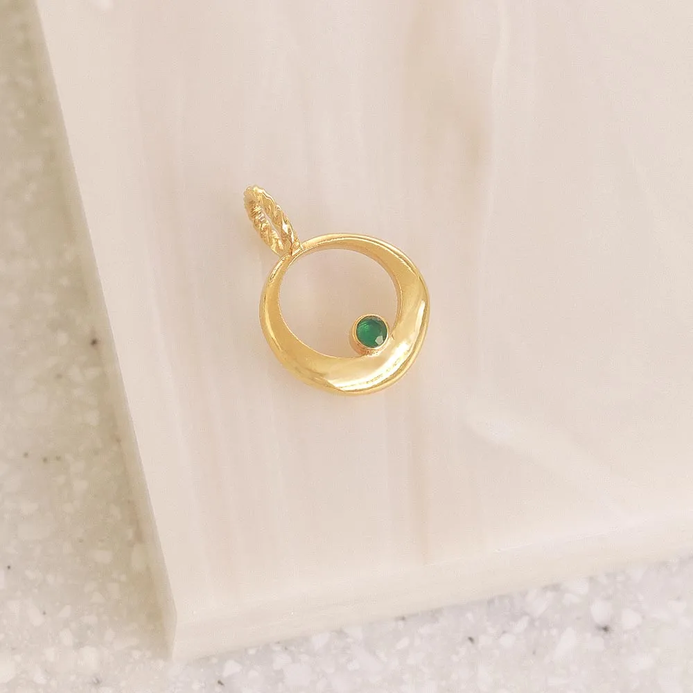 Gold Tone Circle Necklace Charm