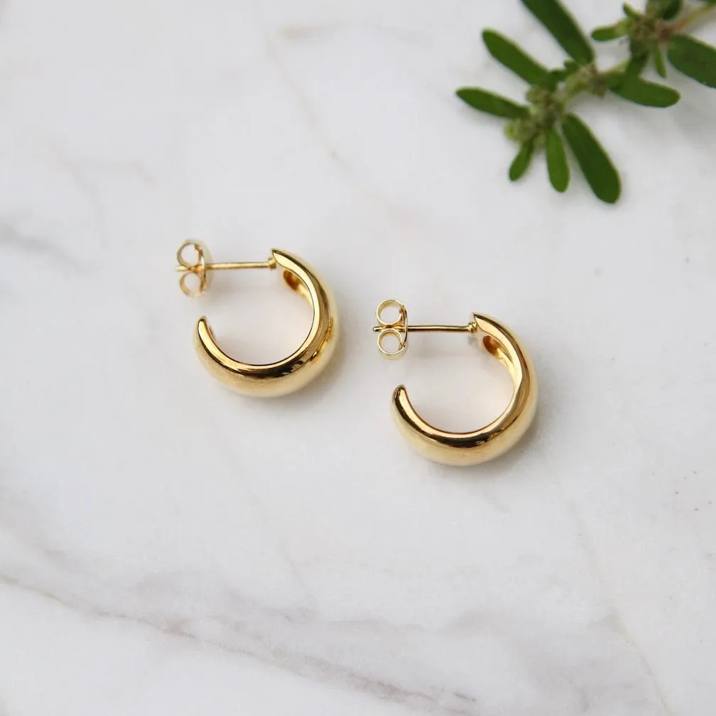 Gold Vermeil Small Wide Hoop on Post