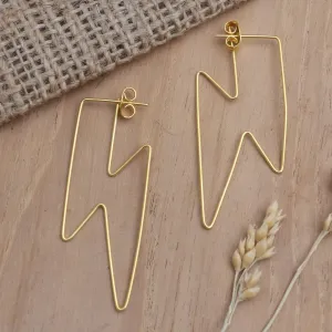 Golden Bolt Gold-Plated Lightening Bolt Drop Earrings