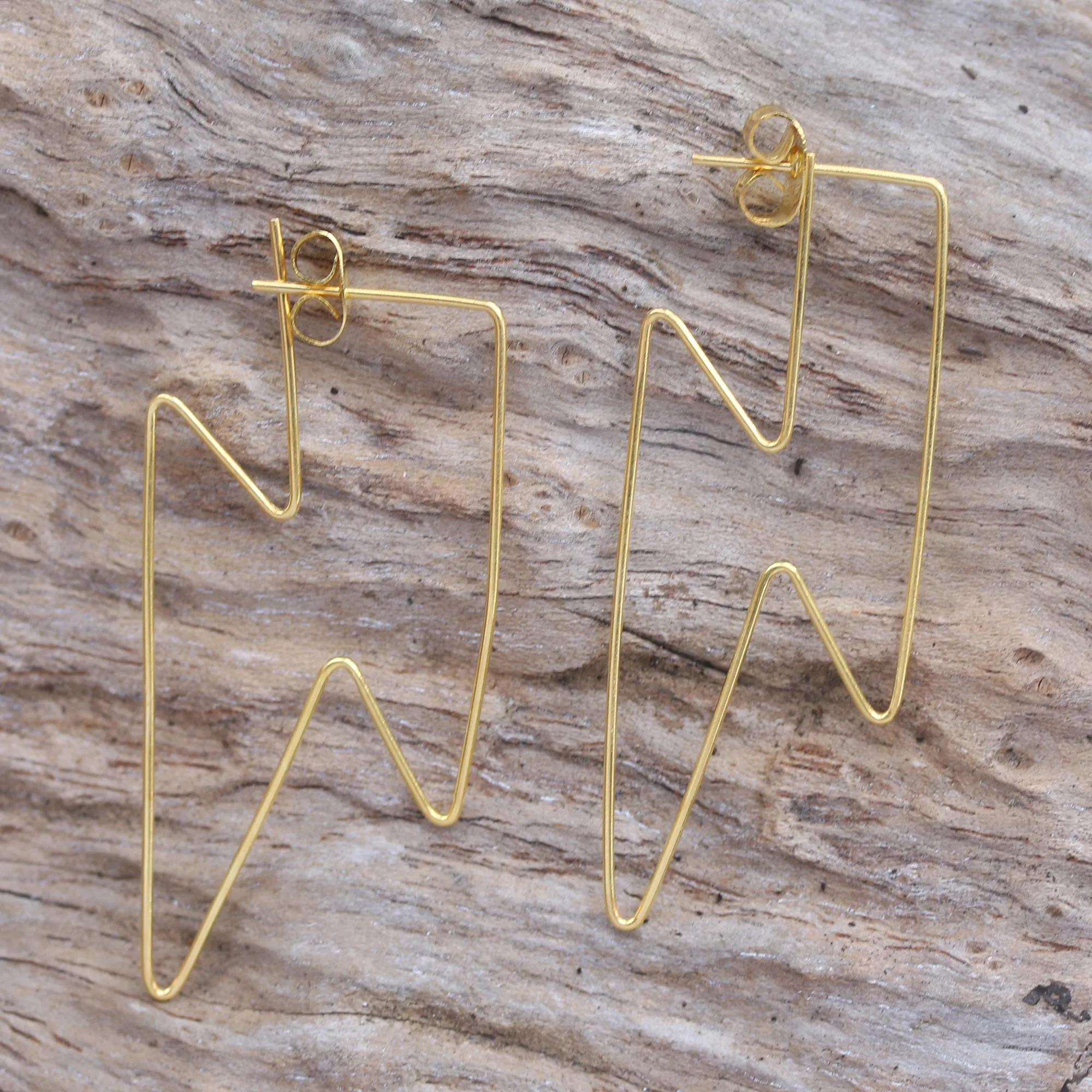 Golden Bolt Gold-Plated Lightening Bolt Drop Earrings