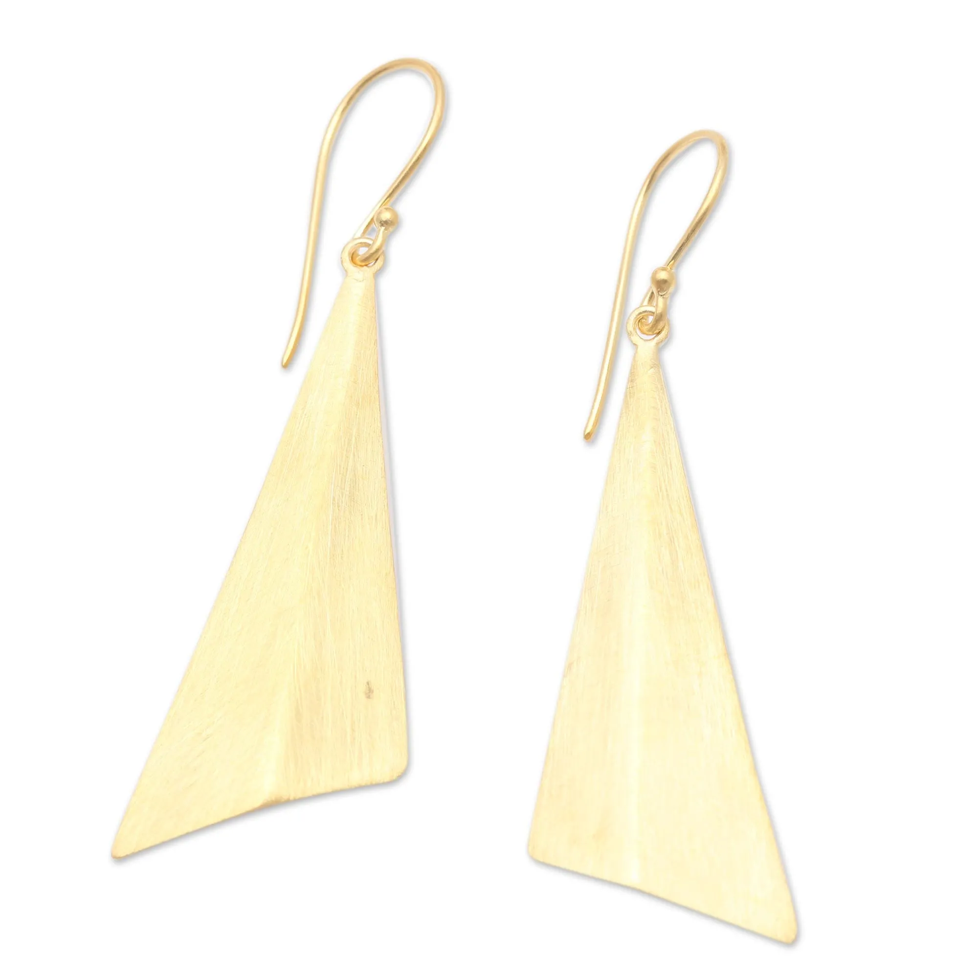 Golden Mountain Hand Crafted Gold-Plated Dangle Earrings