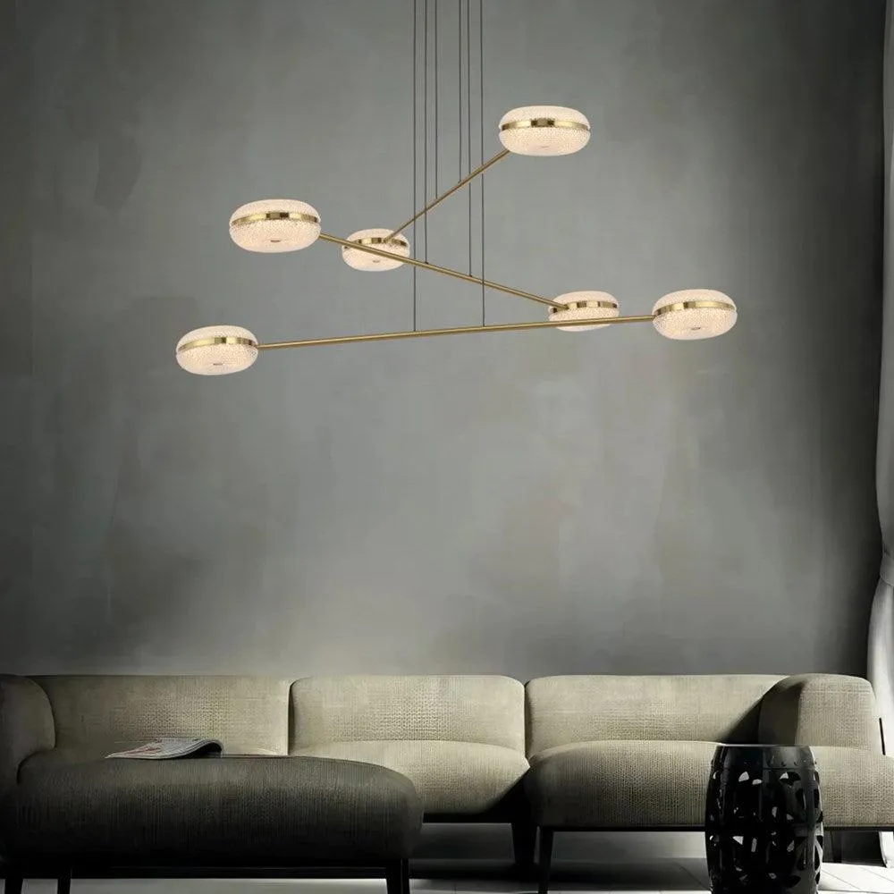 Govan LED Pendant Light 6Lt in Antique Gold