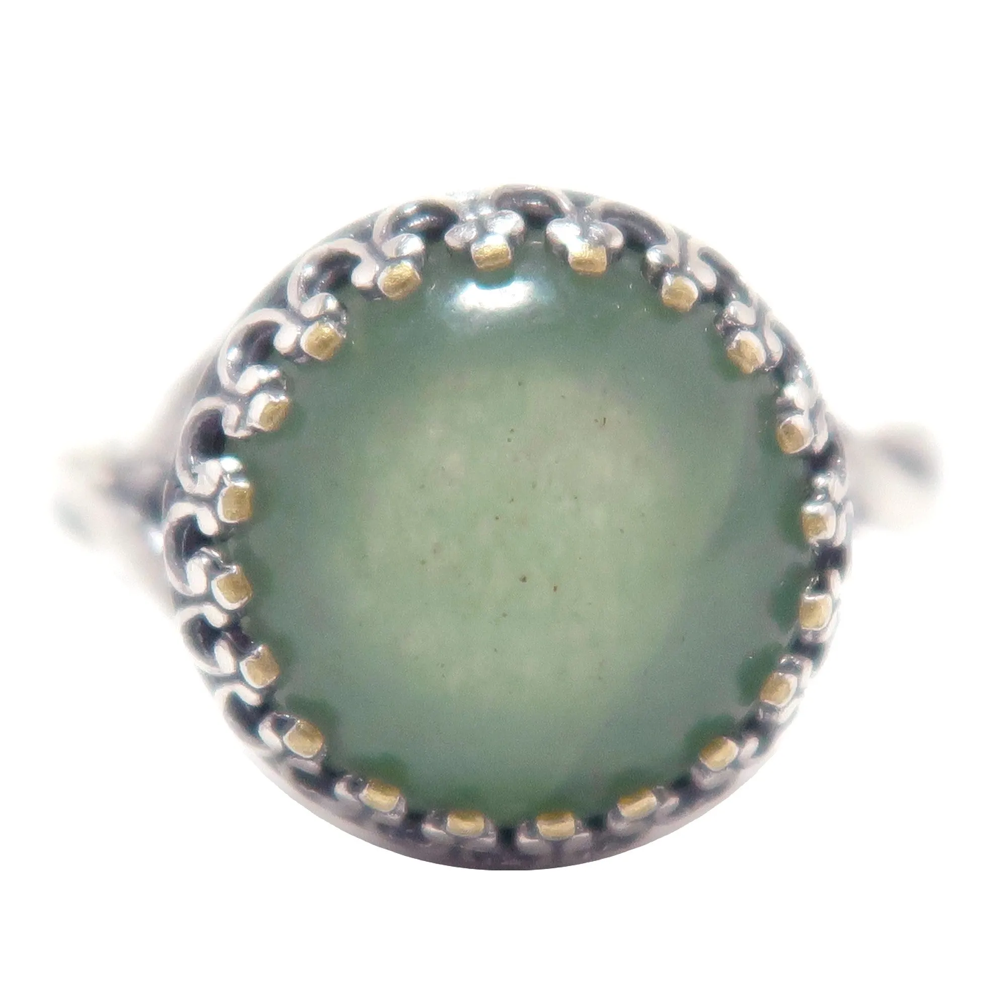 Green Aventurine Ring Money Sterling Silver Adjustable