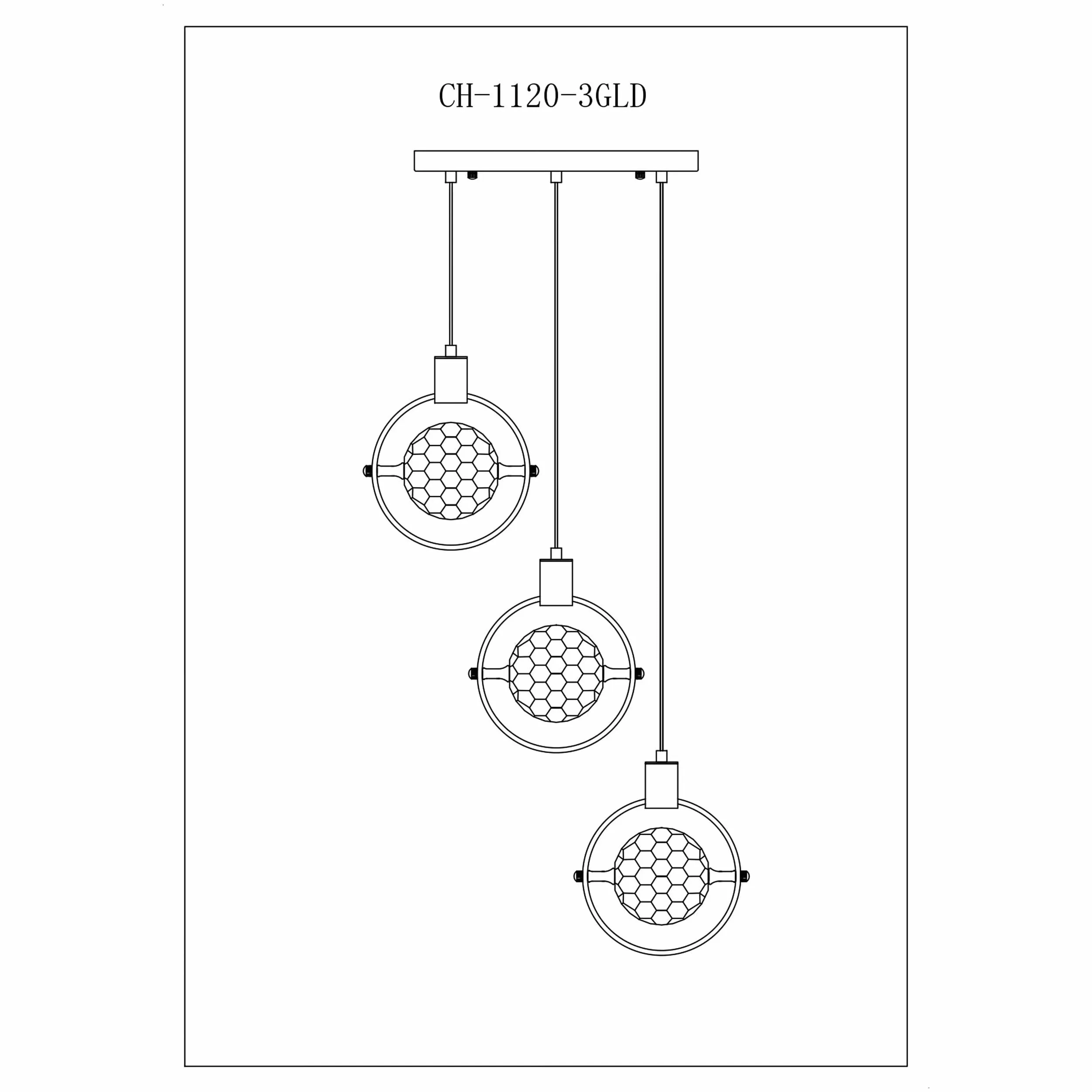 Hollywood Circle 3 Light Pendant // Gold