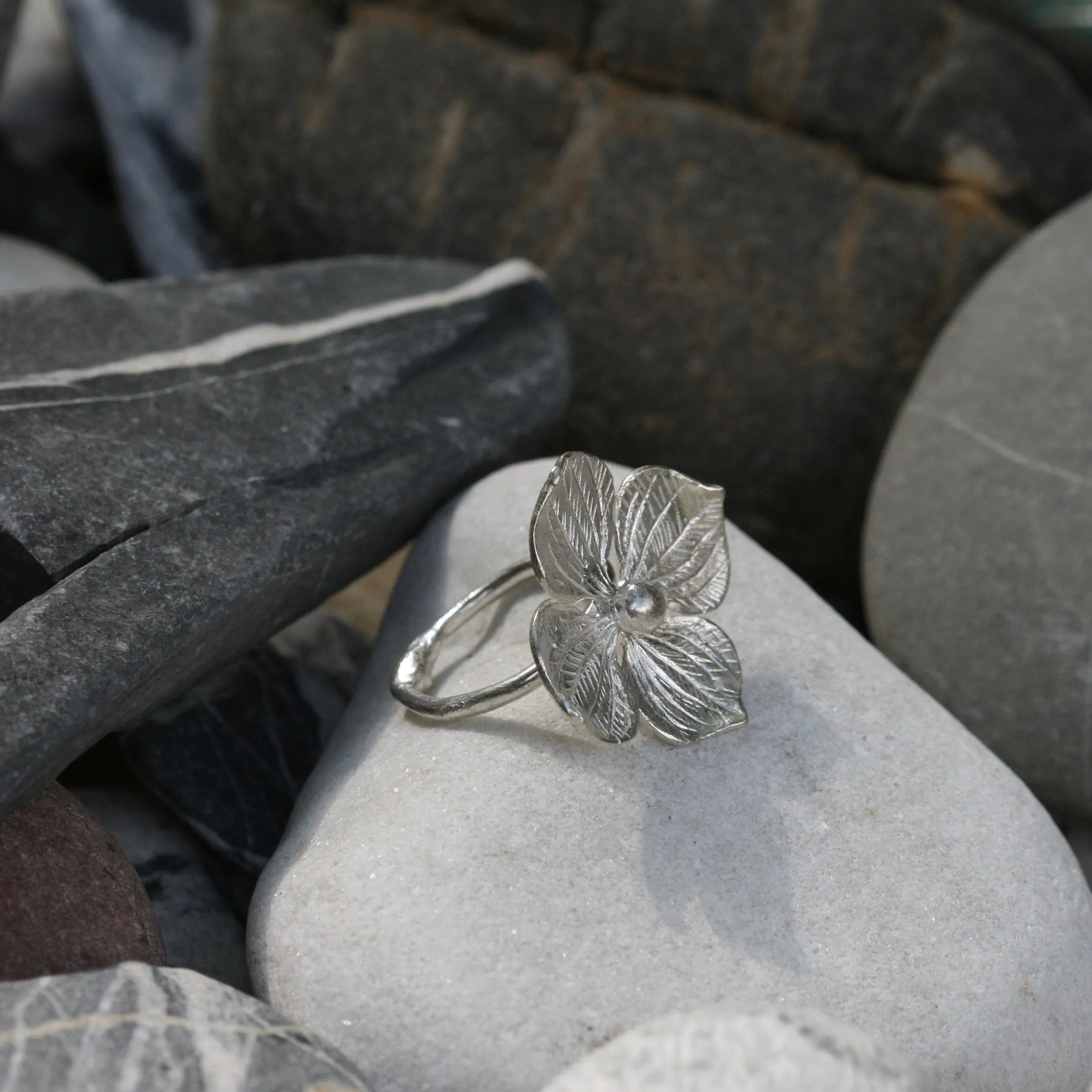 Hydrangea Flower Ring - Bloom Silver Jewellery UK