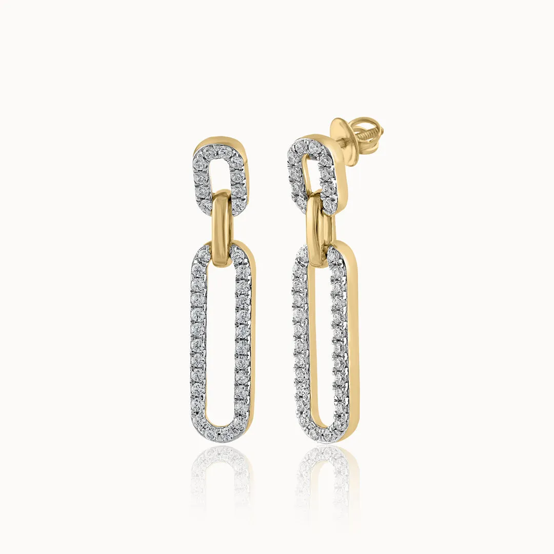 Interlinked Paperclip Diamond Drop Earrings