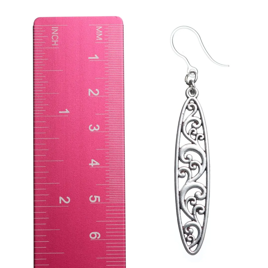 Intricate Metallic Drop Earrings Dangles Hypoallergenic Earrings for Sensitive Ears Made with Plastic Posts