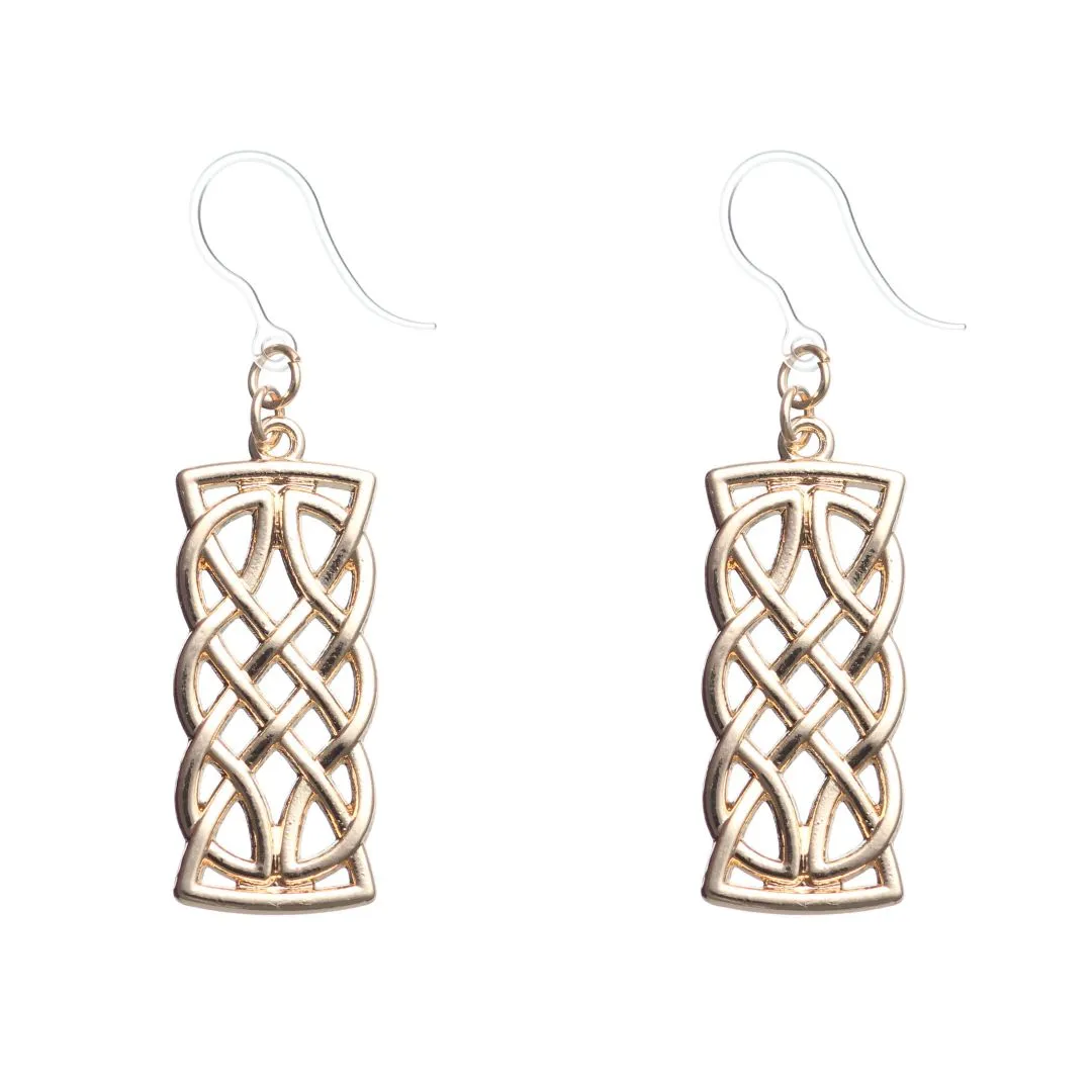 Intricate Metallic Drop Earrings Dangles Hypoallergenic Earrings for Sensitive Ears Made with Plastic Posts