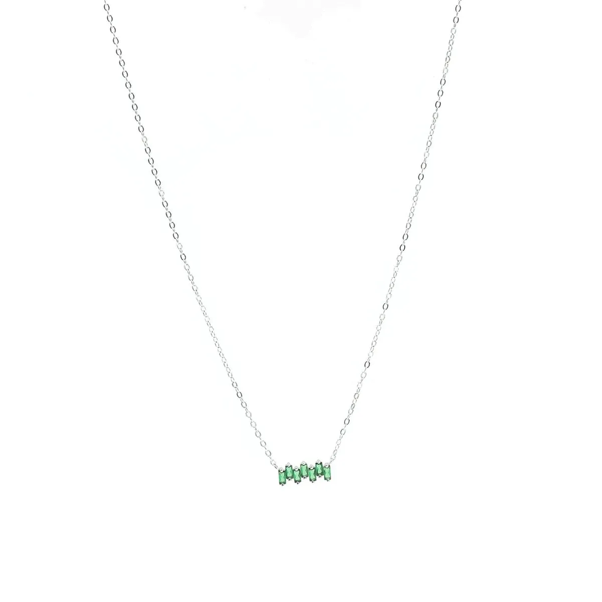 Irregular Baguette Necklace .925 Sterling Silver Zircon Luxury Dainty Necklaces