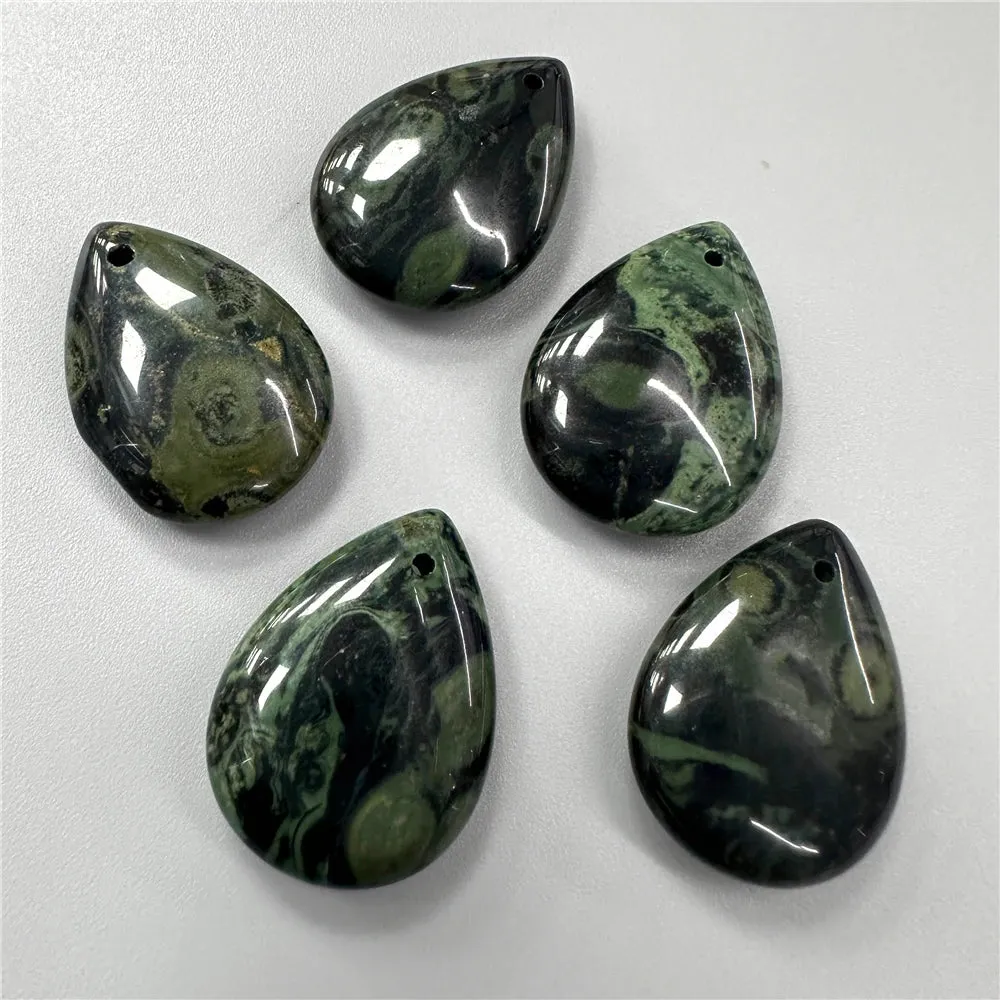 JC - Amazonite & Malachite Pendants: Gemstone drop pendants, perfect for DIY jewelry creations