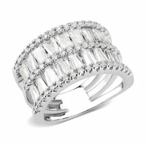 Jewellery Kingdom Cocktail Statement Cubic Zirconia Big Rhodium Ladies Ring Band (Silver)