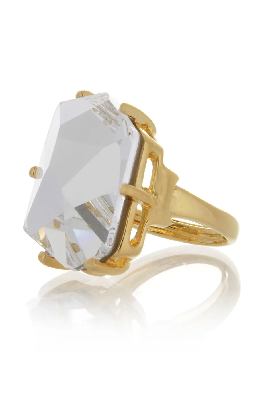 KENNETH JAY LANE CLEAR CRYSTAL Coctail Ring