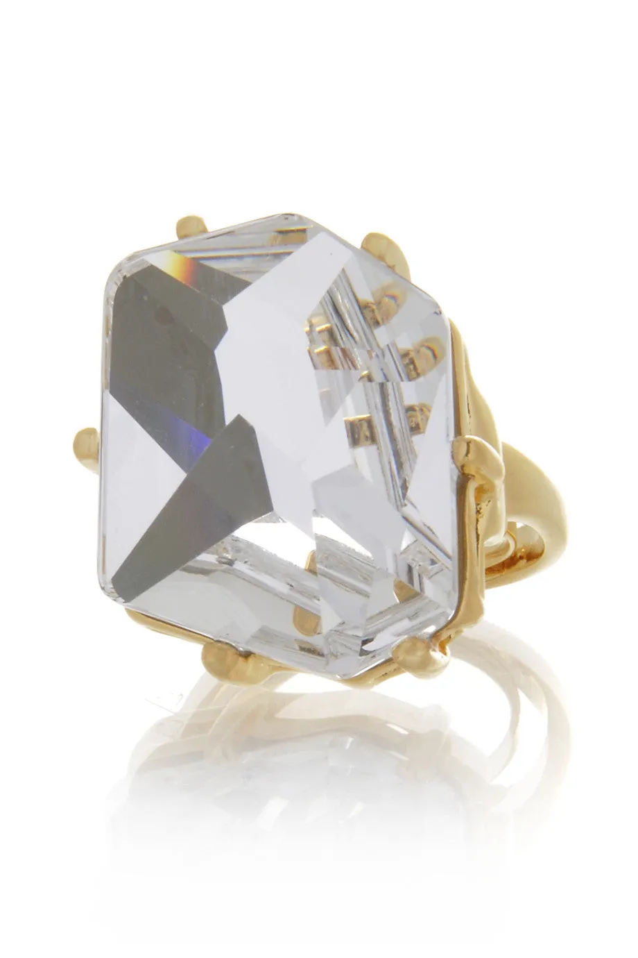 KENNETH JAY LANE CLEAR CRYSTAL Coctail Ring