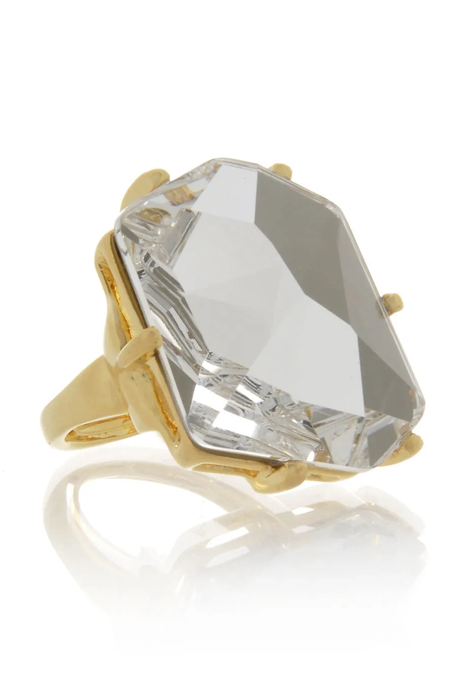 KENNETH JAY LANE CLEAR CRYSTAL Coctail Ring