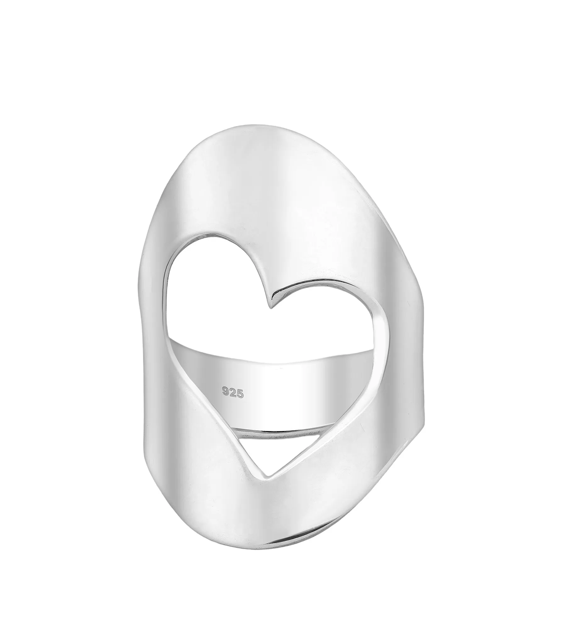 KESLEY Heart Shaped Ring 925 Sterling Silver Open Heart Shape Outline Chunky Silver Statement Rings