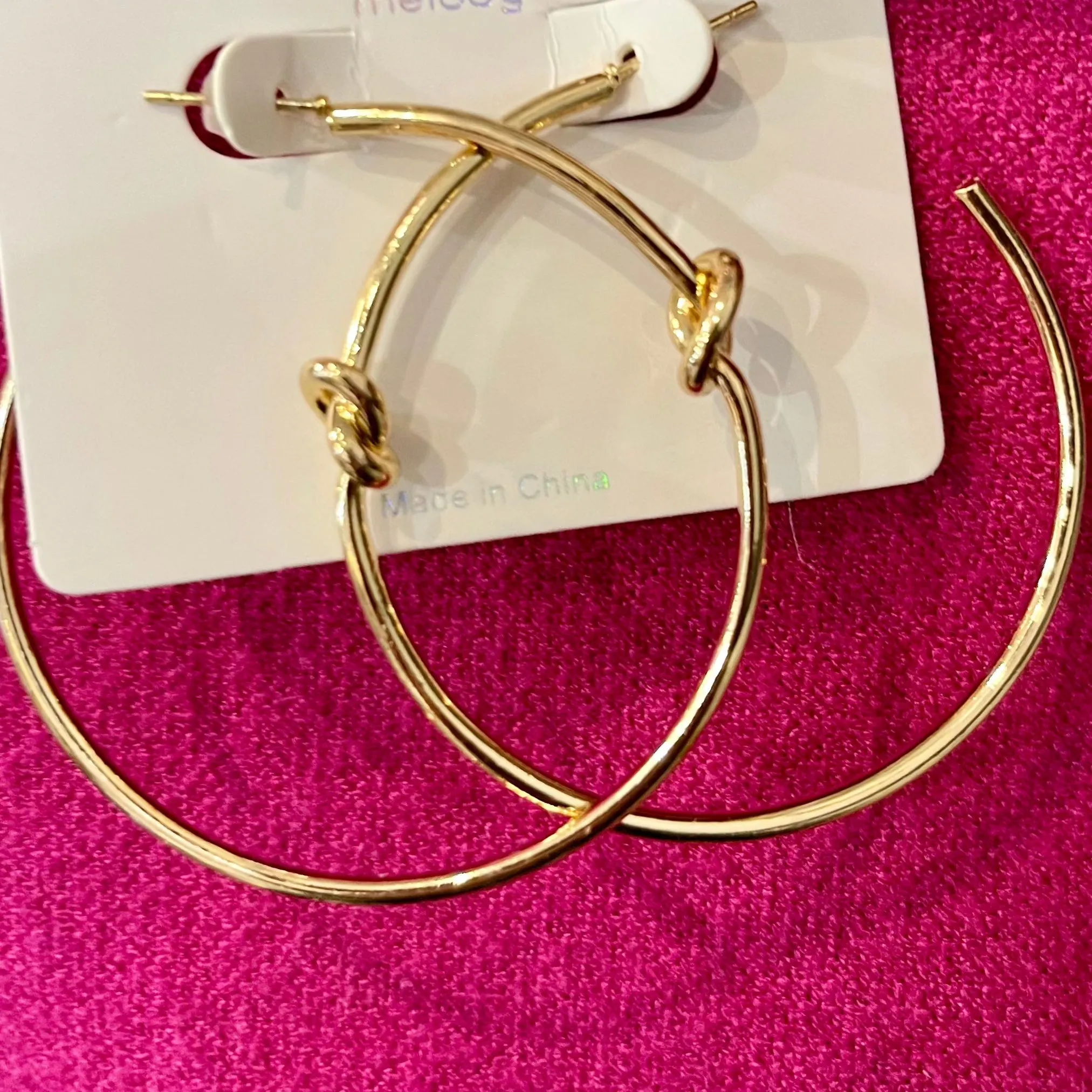 Knotted Together Simple Oversized Hoops with Knot