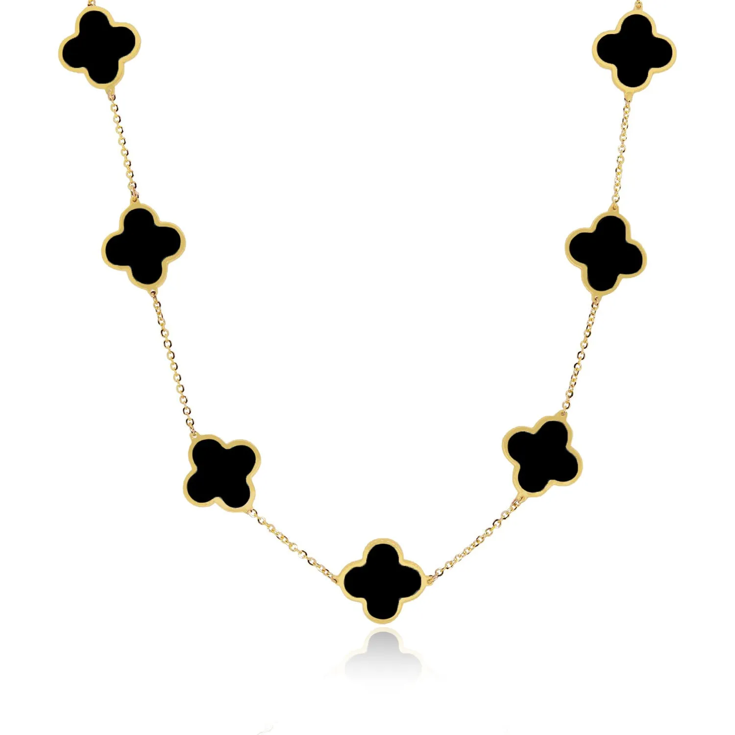 Large Onyx Clover Necklace