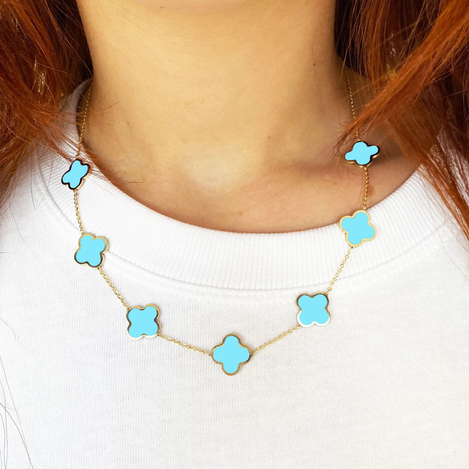 Large Turquoise Clover Necklace