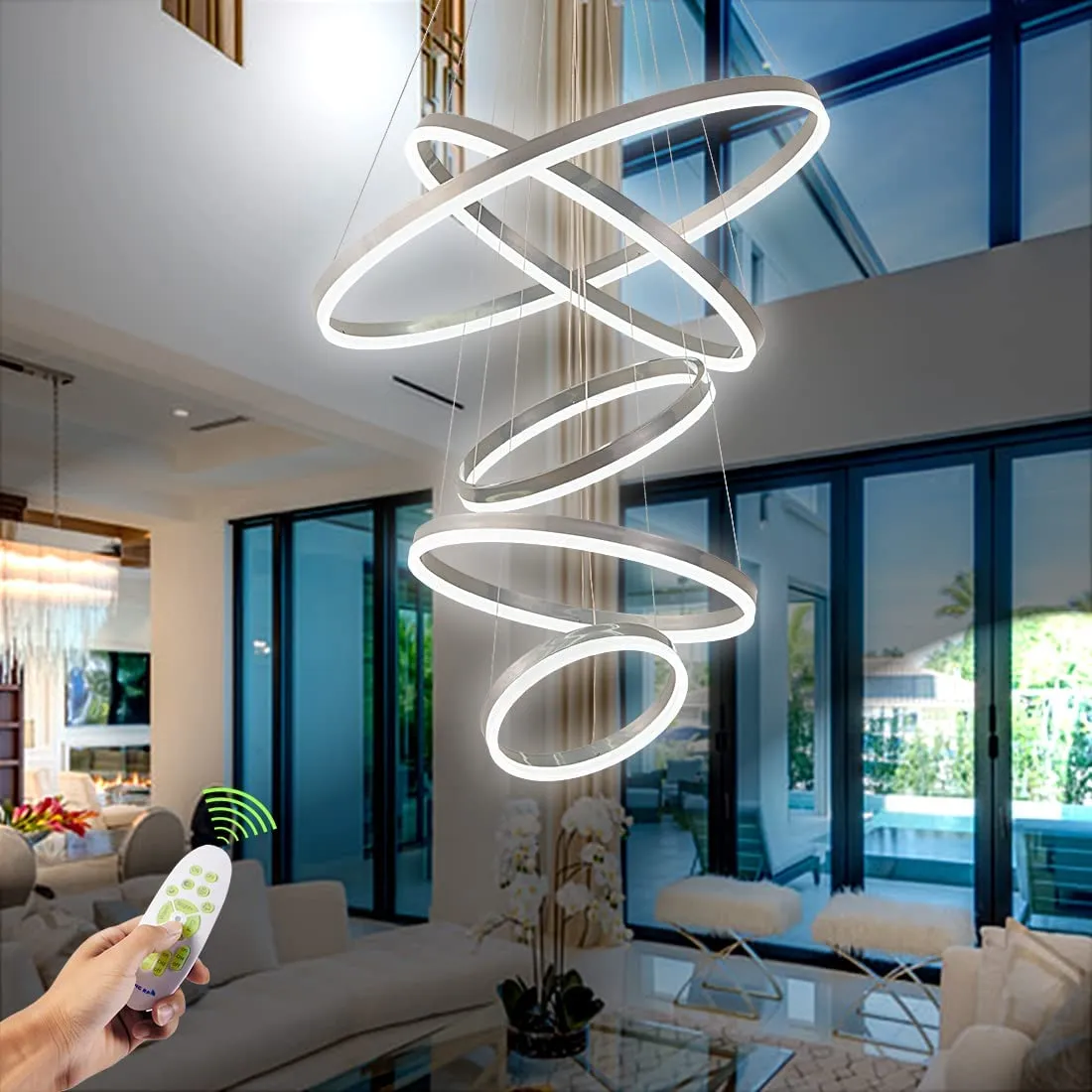 Led Chandelier 5 Rings Modern Chandelier