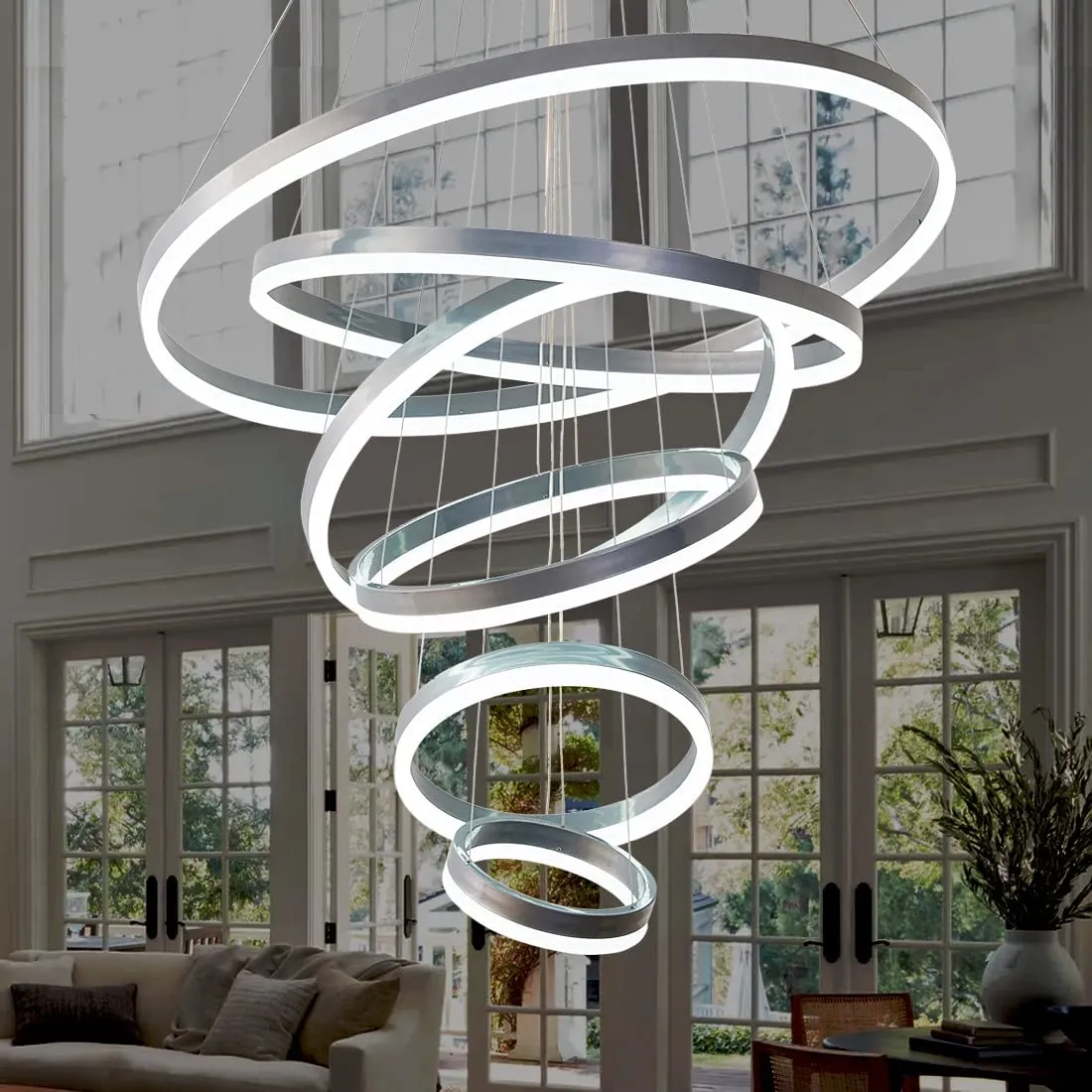 Led Chandelier 5 Rings Modern Chandelier