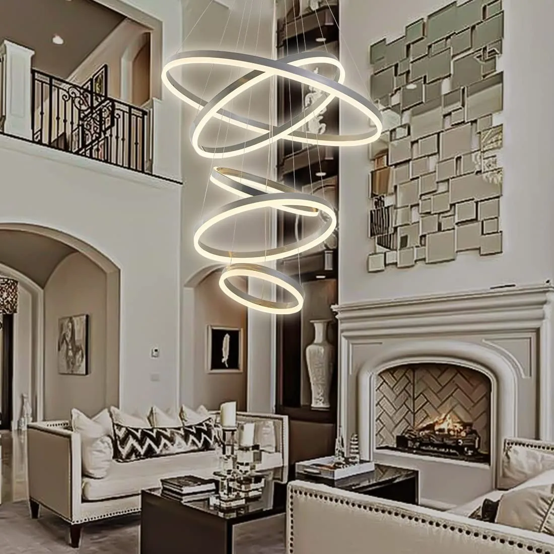 Led Chandelier 5 Rings Modern Chandelier